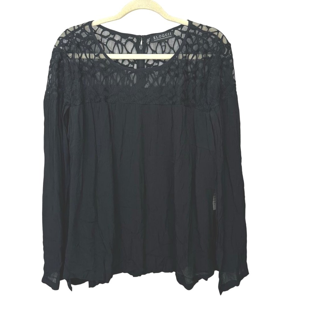 Eloquii Blouse Lace Womens‎ Size 16 Rayon Nylon Gothic Office Dark Fairy Top